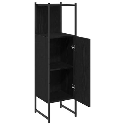 Bathroom Furniture Set with Shelf Black Oak 33 x 33 x 120.5 cm
