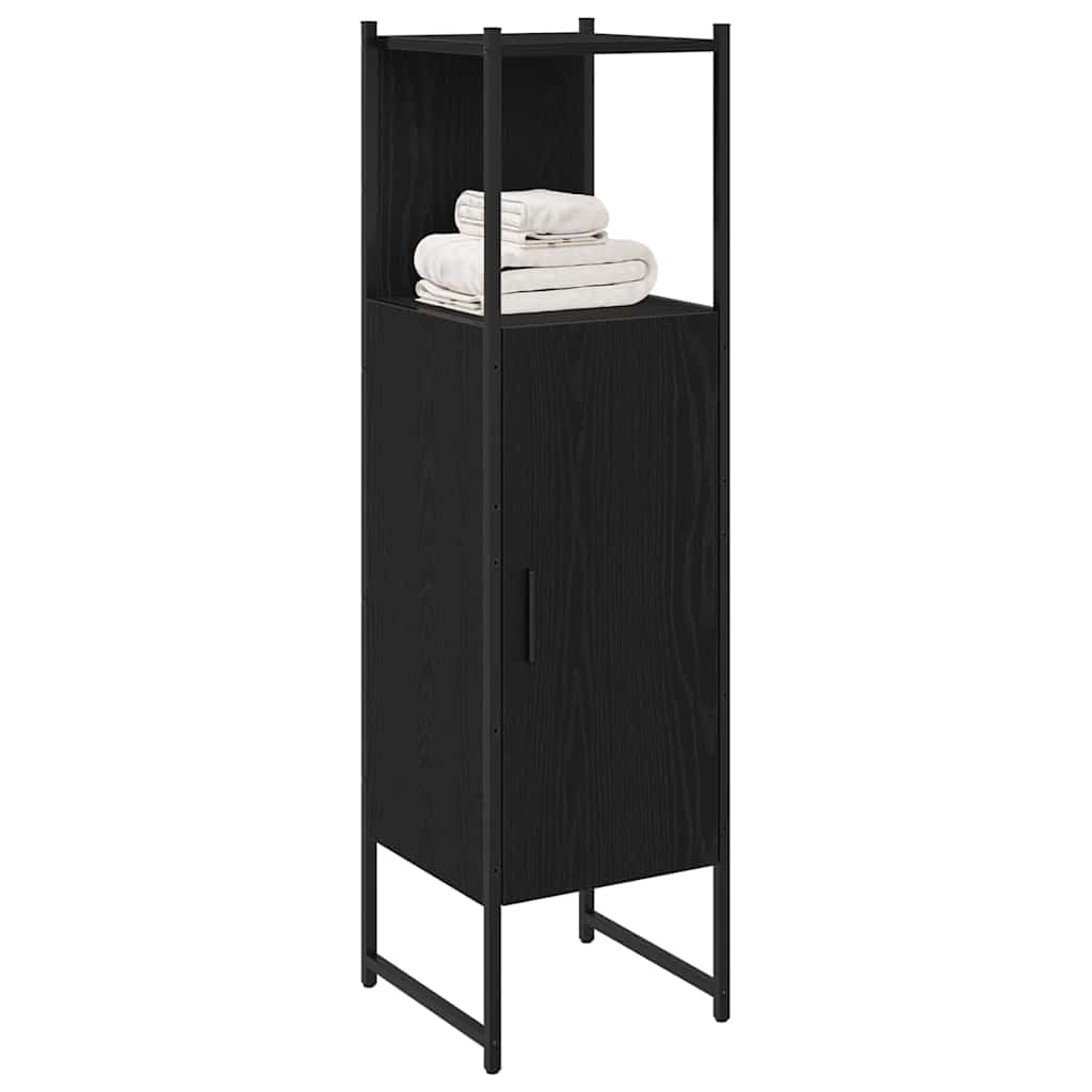 Bathroom Furniture Set with Shelf Black Oak 33 x 33 x 120.5 cm