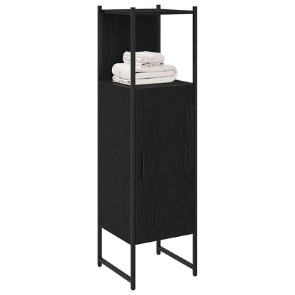Bathroom Furniture Set with Shelf Black Oak 33 x 33 x 120.5 cm