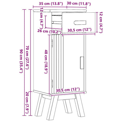 Bathroom Cabinet Olden Brown 35 x 30 x 90 cm Solid Pine wood