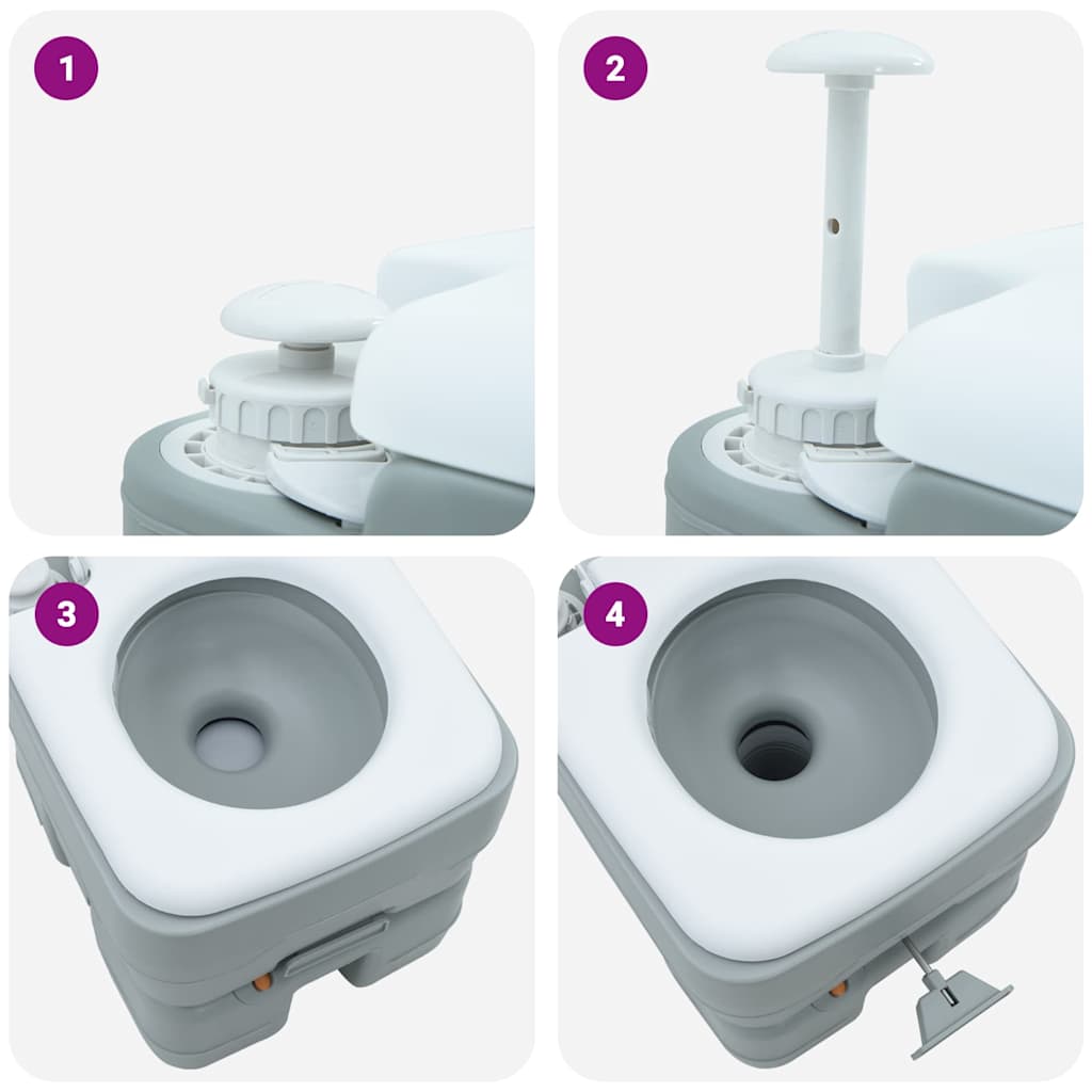 Portable Camping Toilet Grey and white 41.5 x 36.5 x 37.5 cm
