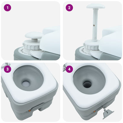 Portable Camping Toilet Grey and white 41.5 x 36.5 x 37.5 cm