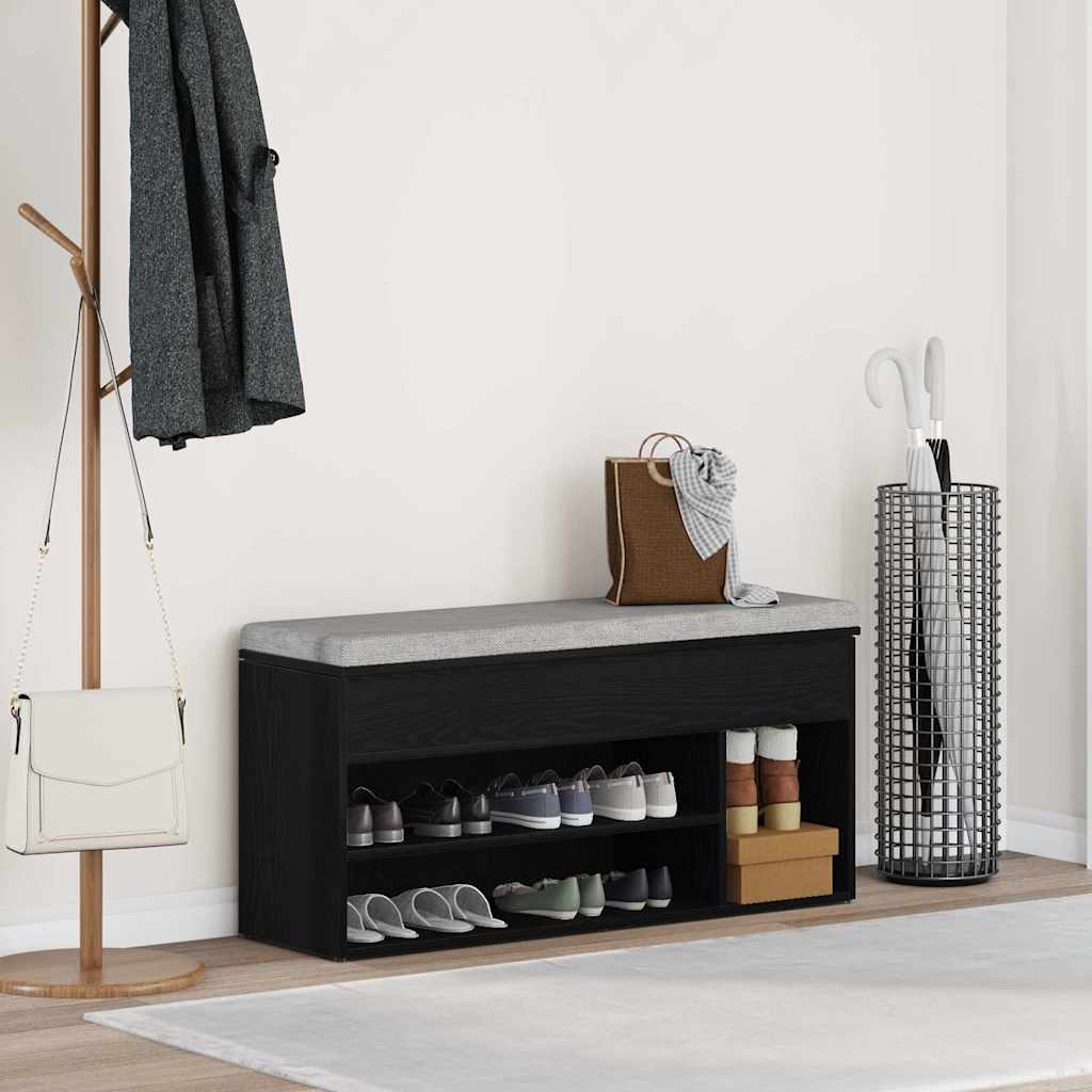 Shoe Bench Black Oak 102x30.5x45 cm Engineered Wood