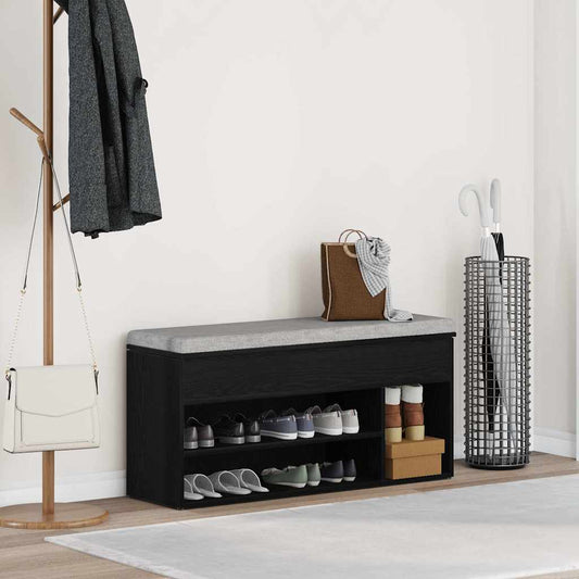 Shoe Bench Black Oak 102x30.5x45 cm Engineered Wood