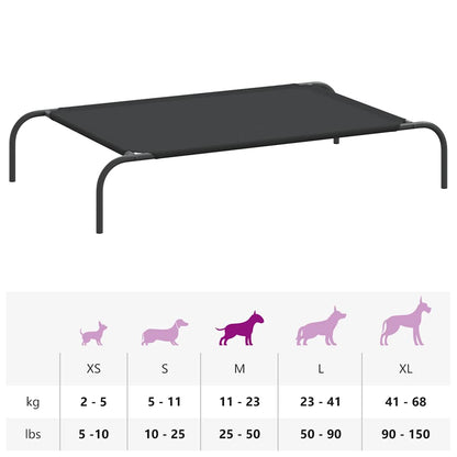 Elevated Dog Bed Black 110x65x20 cm Oxford Fabric and Steel