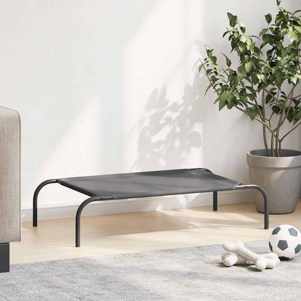 Elevated Dog Bed Grey 90x50x20 cm Textilene and Steel
