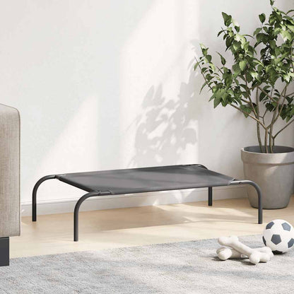 Elevated Dog Bed Grey 90x50x20 cm Textilene and Steel