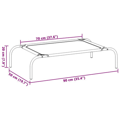 Elevated Dog Bed Grey 90x50x20 cm Textilene and Steel