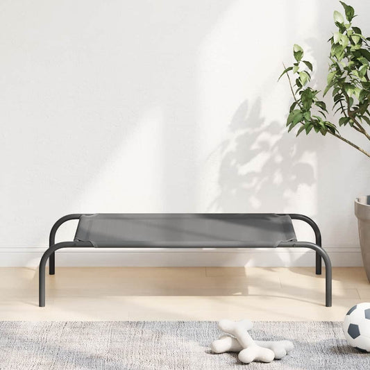Elevated Dog Bed Grey 90x50x20 cm Textilene and Steel
