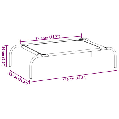 Elevated Dog Bed Grey 110x65x20 cm Textilene and Steel