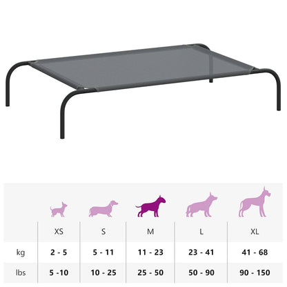 Elevated Dog Bed Grey 110x65x20 cm Textilene and Steel