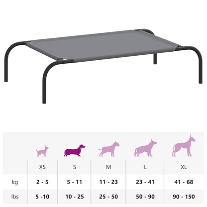 Elevated Dog Bed Grey 90x50x20 cm Oxford Fabric and Steel