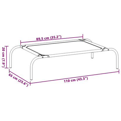 Elevated Dog Bed Grey 110x65x20 cm Oxford Fabric and Steel