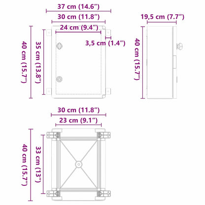 Control Cabinet Grey 30 x 19.5 x 40 cm ABS Plastic