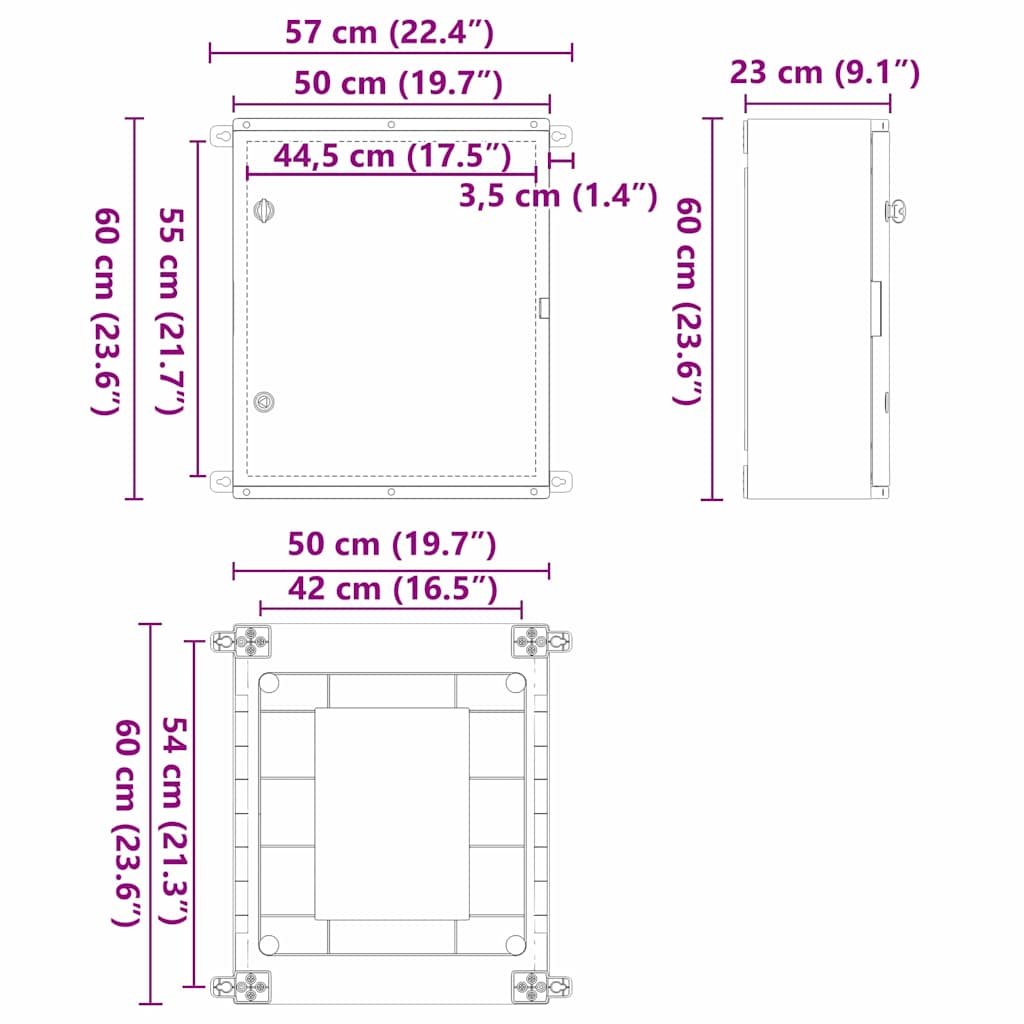 Control Cabinet Grey 50 x 23 x 60 cm ABS Plastic