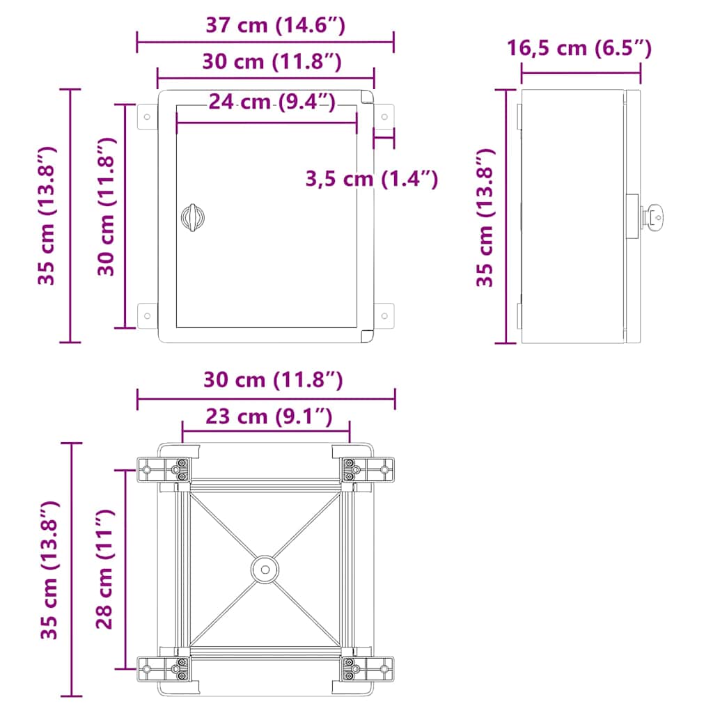 Control Cabinet Grey 30 x 16.5 x 35 cm ABS Plastic