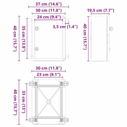 Control Cabinet Grey 30 x 19.5 x 40 cm ABS Plastic