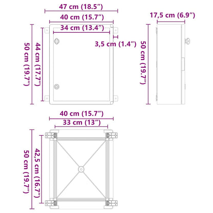 Control Cabinet Grey 40 x 17.5 x 50 cm ABS Plastic