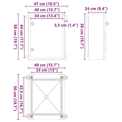 Control Cabinet Grey 40 x 24.5 x 50 cm ABS Plastic