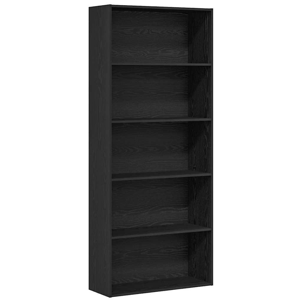Book Cabinet Black Oak 80x30x189 cm Engineered Wood