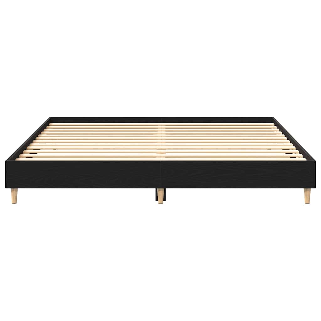 Bed Frame Black oak 200 x 200 cm Engineered wood
