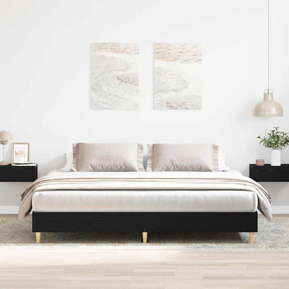 Bed Frame Black Oak 180 x 200 cm Engineered wood