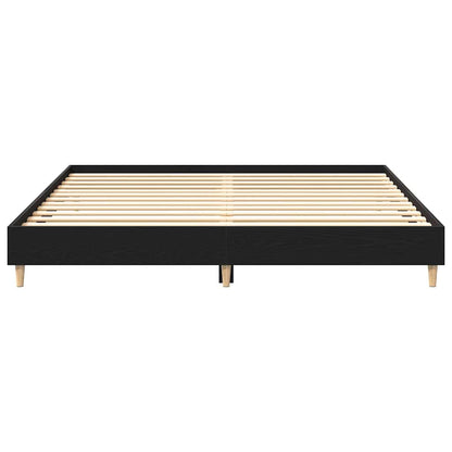 Bed Frame Black Oak 180 x 200 cm Engineered wood