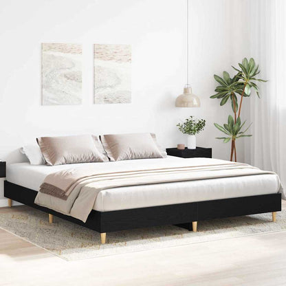 Bed Frame Black Oak 160 x 200 cm Engineered wood