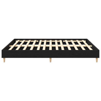 Bed Frame Black Oak 160 x 200 cm Engineered wood