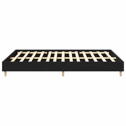 Bed Frame Black Oak 150 x 200 cm Engineered wood