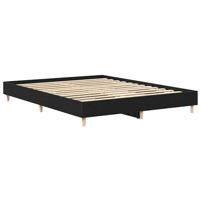 Bed Frame Black Oak 140 x 200 cm Engineered wood