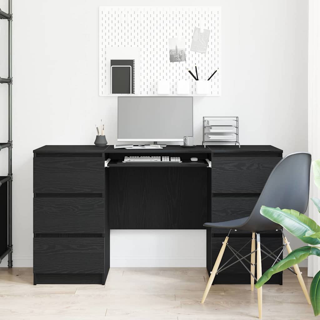 Desk Black oak 140 x 50 x 76 cm Engineered wood