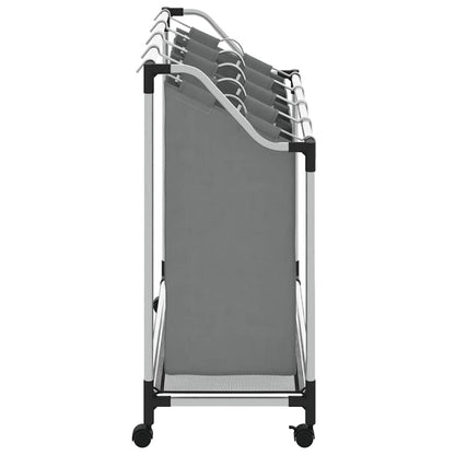 Laundry Basket with Wheels 4 Compartments Grey