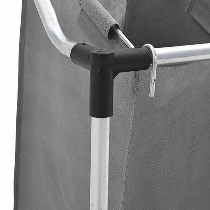 Laundry Basket with Wheels 4 Compartments Grey
