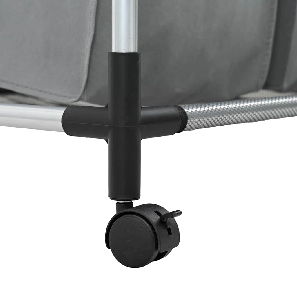 Laundry Basket with Wheels 4 Compartments Grey