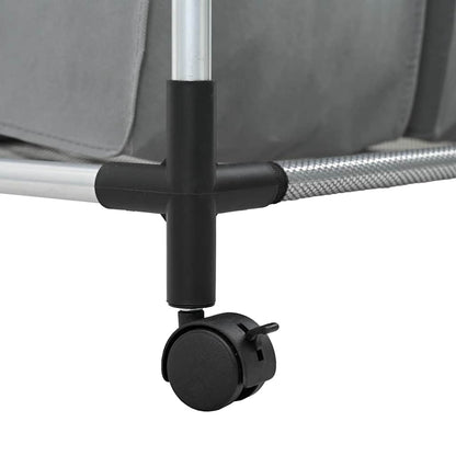 Laundry Basket with Wheels 4 Compartments Grey