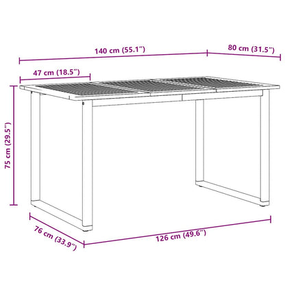 Garden Dining Table Grey 140 x 80 x 75 cm