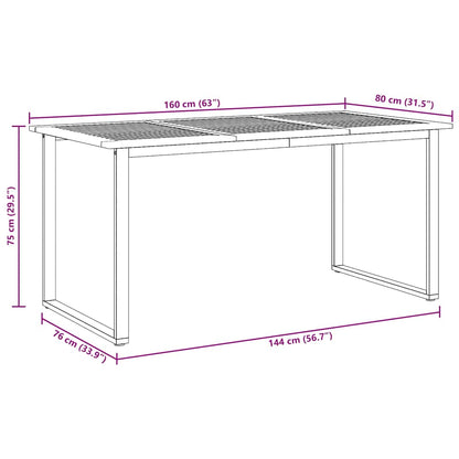Garden Dining Table Grey 160 x 80 x 75 cm