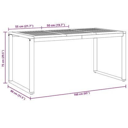 Garden Dining Table Grey 160 x 80 x 75 cm
