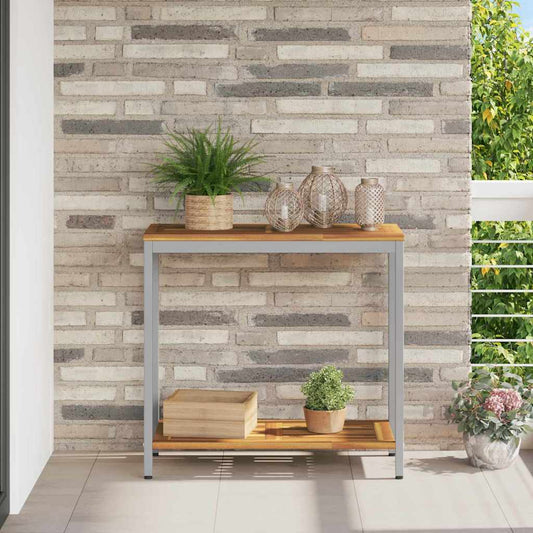 Outdoor Table with Storage Natural and grey 80 x 35 x 75 cm