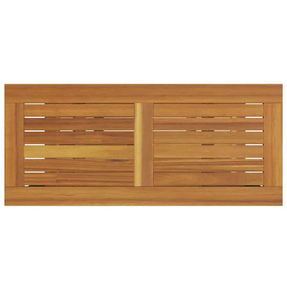 Outdoor Table with Storage Natural and grey 80 x 35 x 75 cm