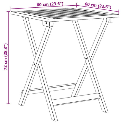Folding Garden Table Natural 60 x 60 x 72 cm Solid acacia wood