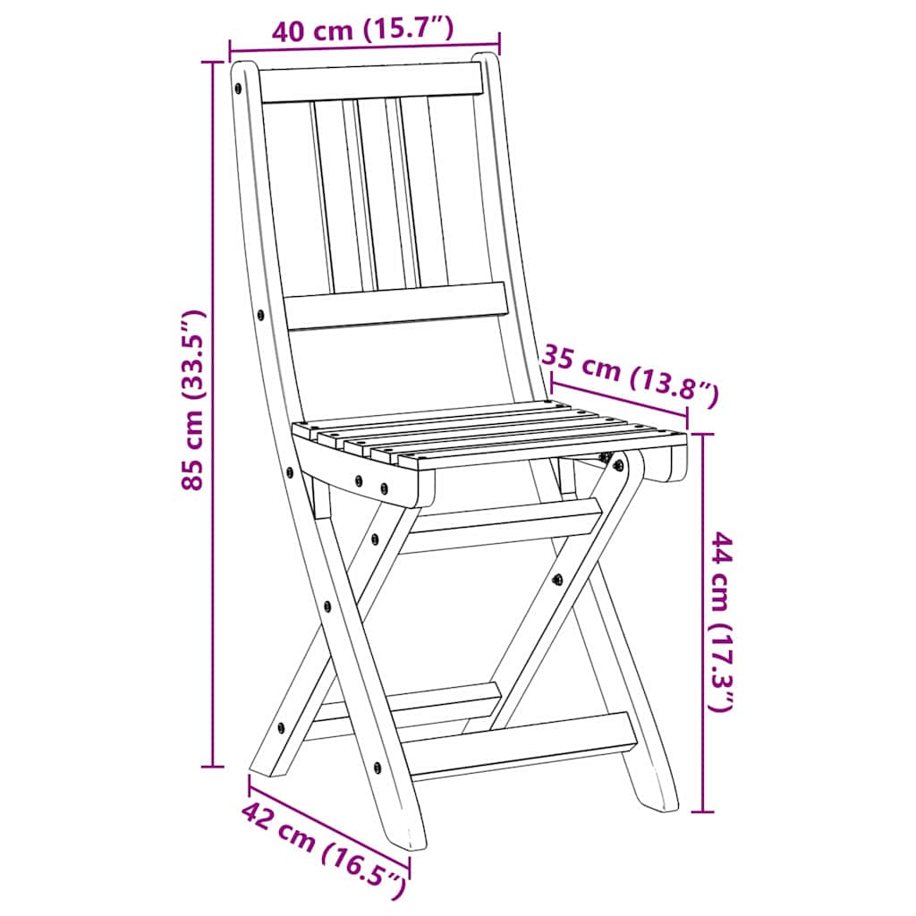 Garden Chair 2 pcs Brown 36 x 46 x 86cm Solid Acacia wood
