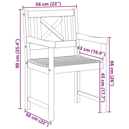 Garden Chair 2 pcs Brown 56 x 56 x 90cm Solid Acacia wood