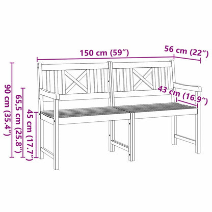 Garden Bench Brown 150 x 56 x 90cm Solid Acacia wood