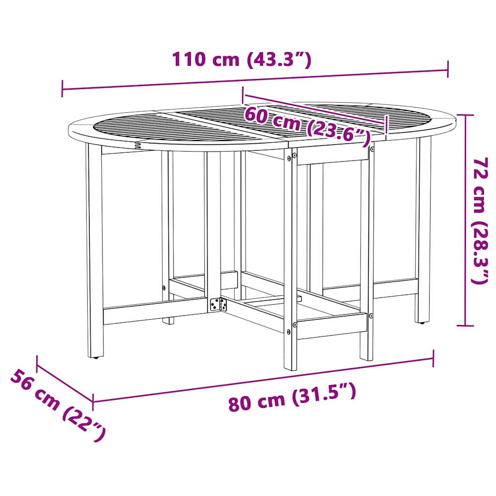 Garden Table 5 pcs Brown 110 x 60 x 72 cm Solid Acacia wood