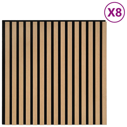Acoustic Wall Panels 8 pcs Slatted 60.5x60 cm Oak Veneer