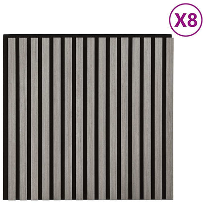 Acoustic Wall Panels 8 pcs Slatted 60.5x60 cm Oak Veneer