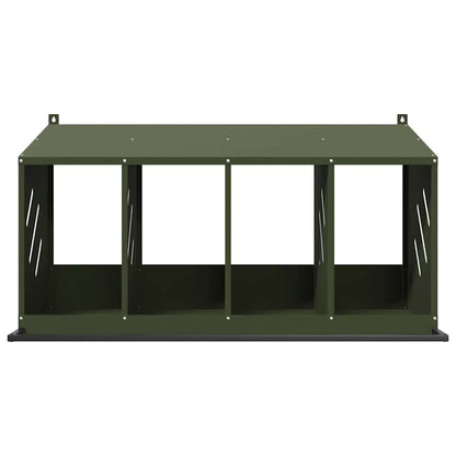 Chicken Nesting Box with 4 Compartments Olive Green Metal