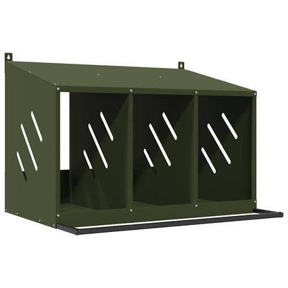 Chicken Nesting Box with 3 Compartments Olive Green Metal